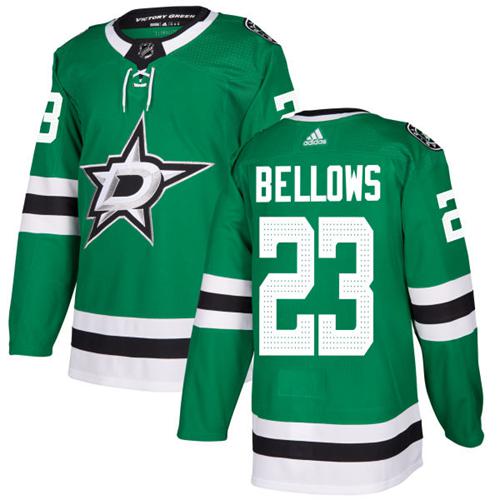 Adidas Stars #23 Brian Bellows Green Home Authentic Stitched NHL Jersey - Click Image to Close